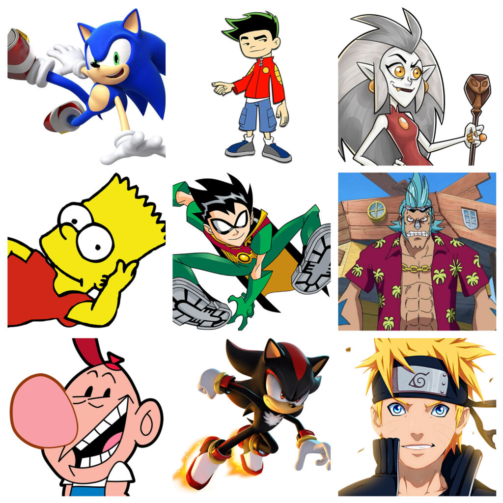 Cartoon Characters With Spiky & Funny Hair