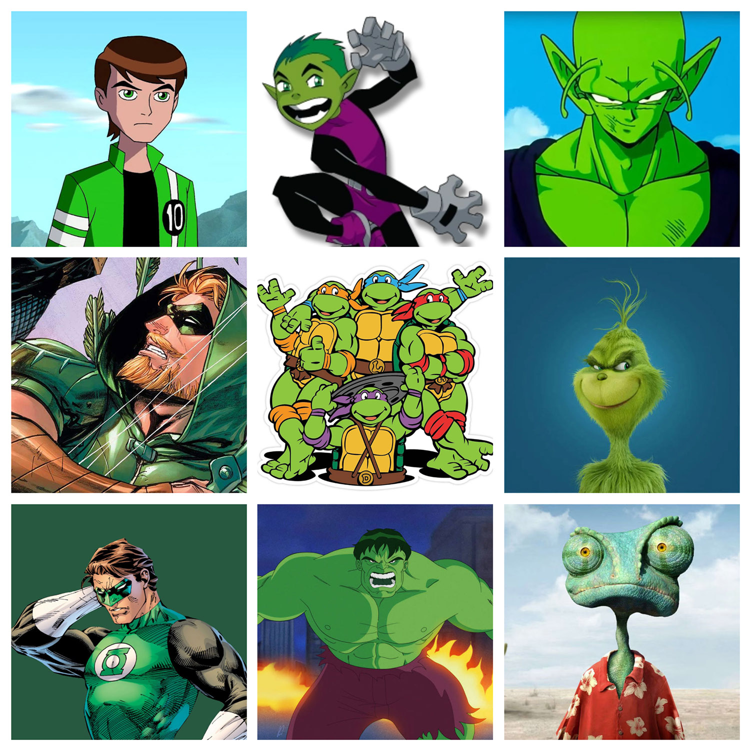 Green Cartoon Characters