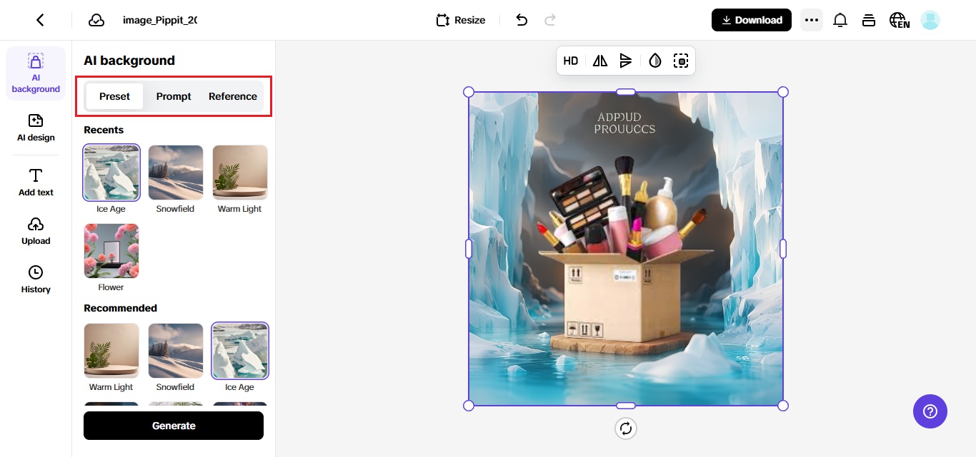 Create AI Backgrounds step 2